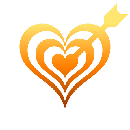 Heart target with arrow symbol icon - orange gradient, isolated - vector illustrationのイラスト素材