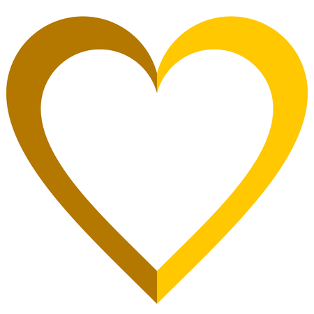 Heart symbol icon - golden simple outlined, isolated - vector illustrationのイラスト素材