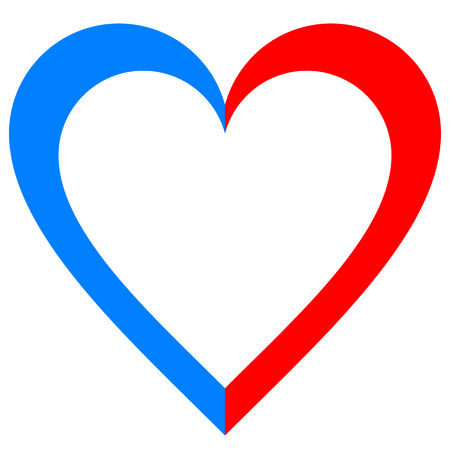 Heart symbol icon - red blue simple outlined, isolated - vector illustrationのイラスト素材