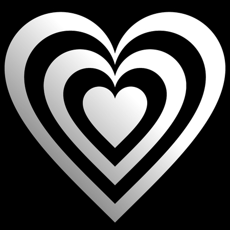 Heart target symbol icon - white gradient, isolated - vector illustrationのイラスト素材