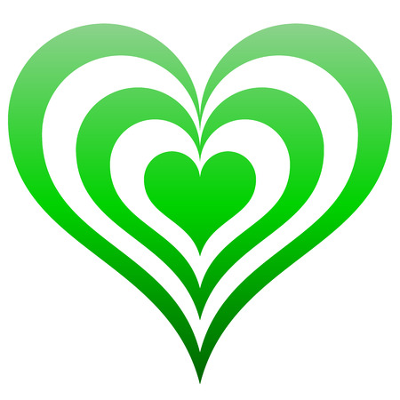Heart target symbol icon - green gradient, isolated - vector illustrationのイラスト素材