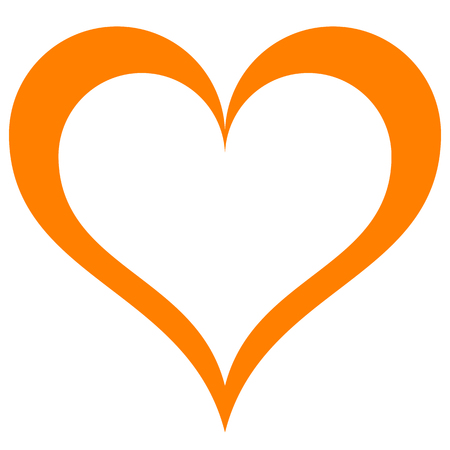 Heart symbol icon - orange simple outlined, isolated - vector illustrationのイラスト素材