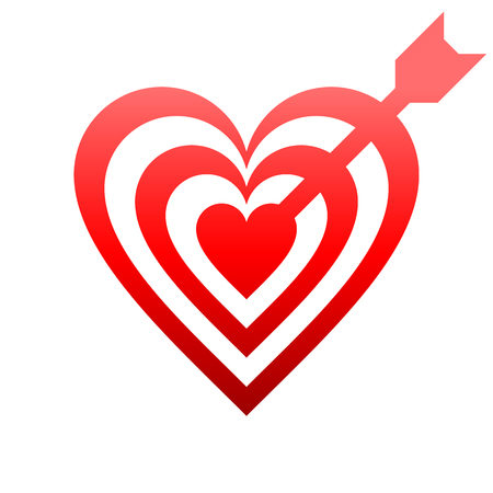 Heart target with arrow symbol icon - red gradient, isolated - vector illustrationのイラスト素材