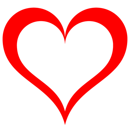 Heart symbol icon - red simple outlined, isolated - vector illustrationのイラスト素材