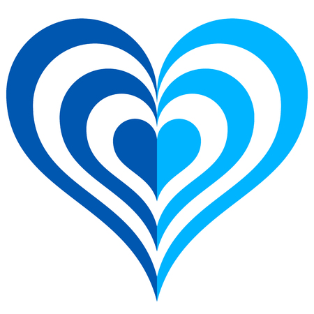 Heart target symbol icon - blue simple, isolated - vector illustrationのイラスト素材