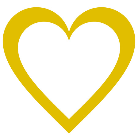 Heart symbol icon - golden simple outlined, isolated - vector illustrationのイラスト素材