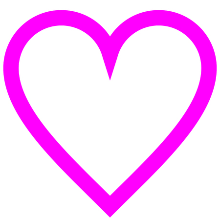 Heart symbol icon - purple simple outlined, isolated - vector illustrationのイラスト素材