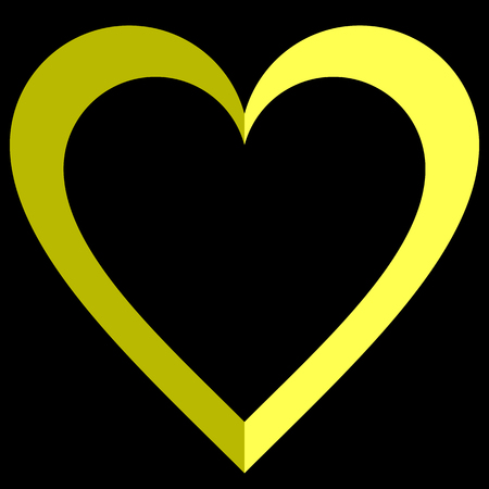 Heart symbol icon - yellow simple outlined, isolated - vector illustrationのイラスト素材