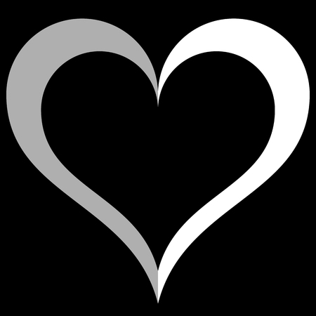 Heart symbol icon - white simple outlined, isolated - vector illustrationのイラスト素材