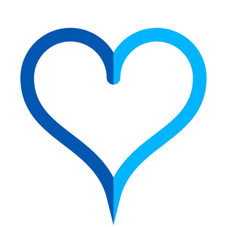 Heart symbol icon - blue simple outlined, isolated - vector illustrationのイラスト素材