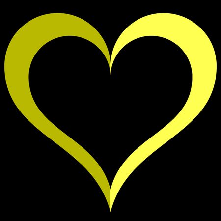 Heart symbol icon - yellow simple outlined, isolated - vector illustrationのイラスト素材