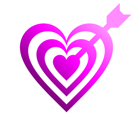 Heart target with arrow symbol icon - purple gradient, isolated - vector illustrationのイラスト素材