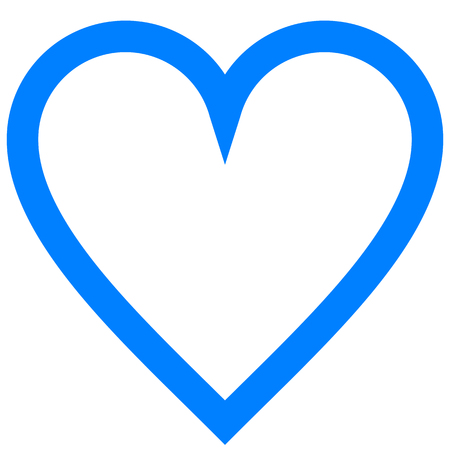 Heart symbol icon - blue simple outlined, isolated - vector illustrationのイラスト素材