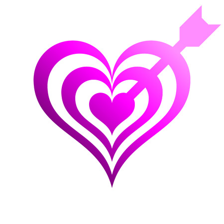 Heart target with arrow symbol icon - purple gradient, isolated - vector illustrationのイラスト素材