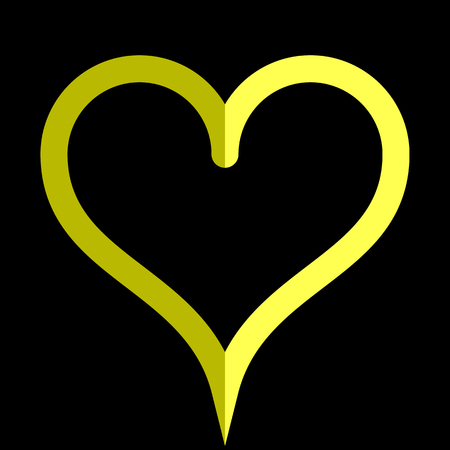 Heart symbol icon - yellow simple outlined, isolated - vector illustrationのイラスト素材