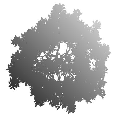 Tree top silhouette isolated - medium gray gradient detailed - vector illustrationのイラスト素材