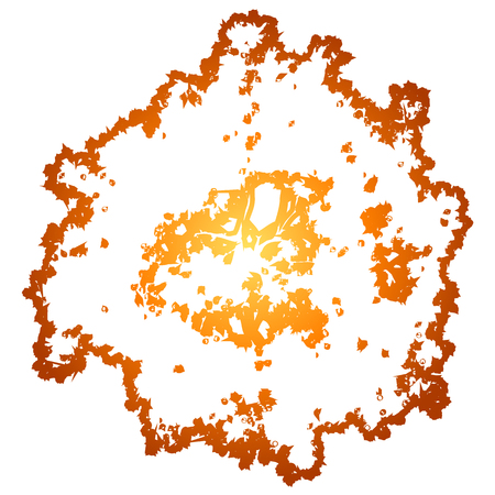 Tree top silhouette isolated - orange outlined gradient detailed - vector illustrationのイラスト素材