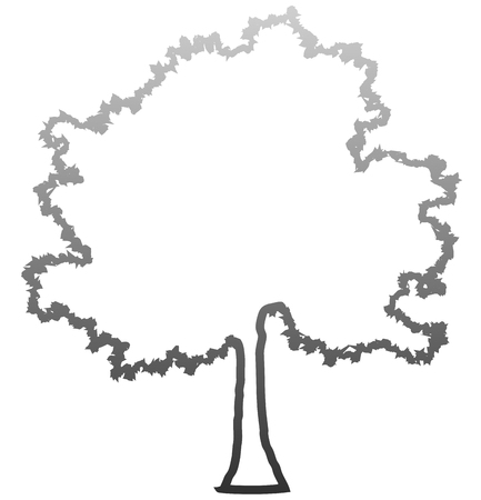 Tree profile silhouette isolated - medium gray outlined gradient detailed - vector illustrationのイラスト素材