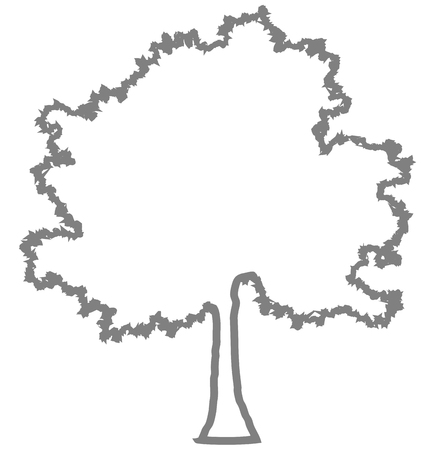 Tree profile silhouette isolated - medium gray outlined detailed - vector illustrationのイラスト素材