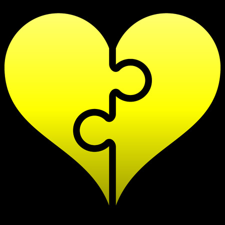 Heart puzzle symbol icon - yellow gradient, isolated - vector illustrationのイラスト素材