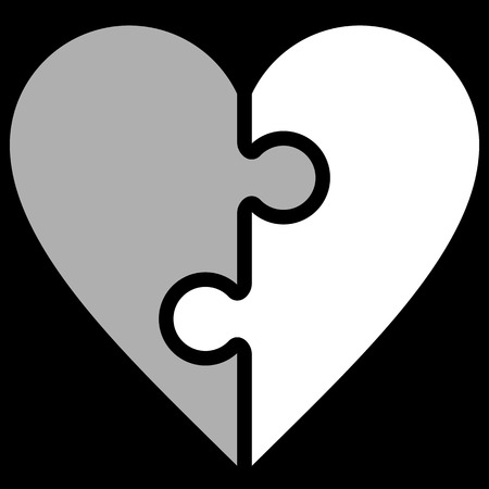 Heart puzzle symbol icon - white simple, isolated - vector illustrationのイラスト素材