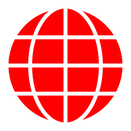 Globe symbol icon - red simple, isolated - vector illustrationのイラスト素材
