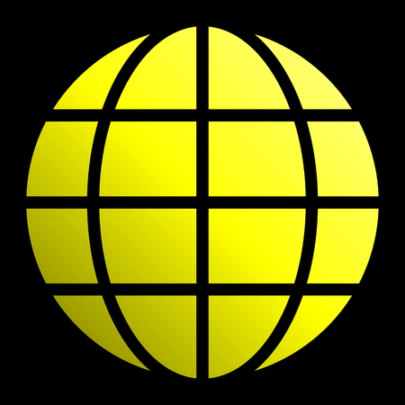 Globe symbol icon - yellow gradient, isolated - vector illustrationのイラスト素材