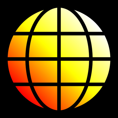 Globe symbol icon - white yellow orange red gradient, isolated - vector illustrationのイラスト素材