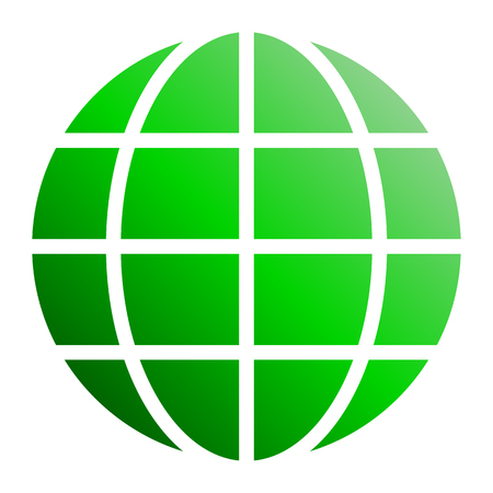 Globe symbol icon - green gradient, isolated - vector illustrationのイラスト素材