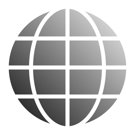 Globe symbol icon - gray gradient, isolated - vector illustrationのイラスト素材