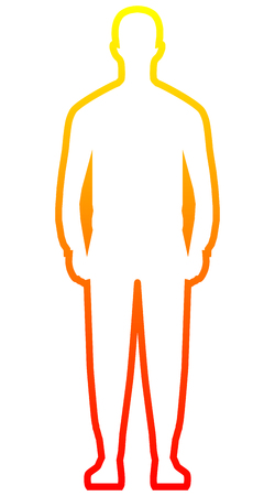 Man standing silhouette - yellow orange red gradient outline, isolated - vector illustrationのイラスト素材