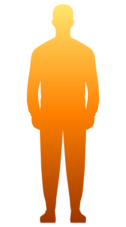Man standing silhouette - orange gradient, isolated - vector illustrationのイラスト素材
