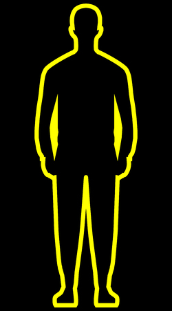 Man standing silhouette - yellow simple outline, isolated - vector illustrationのイラスト素材