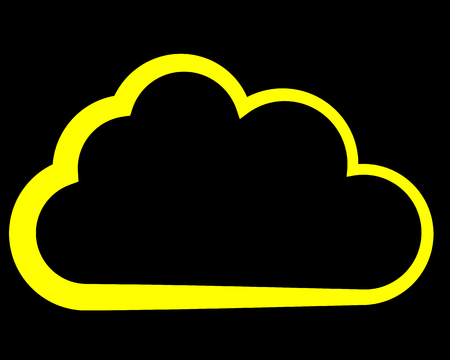 Cloud symbol icon - yellow simple outline, isolated - vector illustrationのイラスト素材