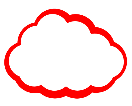Cloud symbol icon - red simple outline, isolated - vector illustrationのイラスト素材