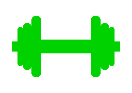 Weights symbol icon - green realistic dumbbell silhouette, isolated - vector illustrationのイラスト素材