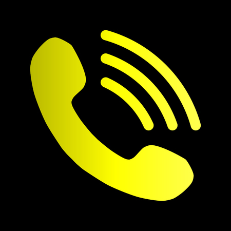 Phone with waves symbol icon - yellow gradient, isolated - vector illustrationのイラスト素材