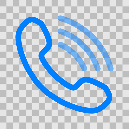 Phone with transparent waves symbol icon - blue simple outline, isolated - vector illustrationのイラスト素材