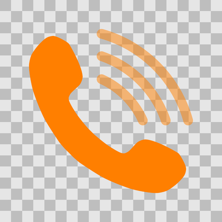 Phone with transparent waves symbol icon - orange simple, isolated - vector illustrationのイラスト素材