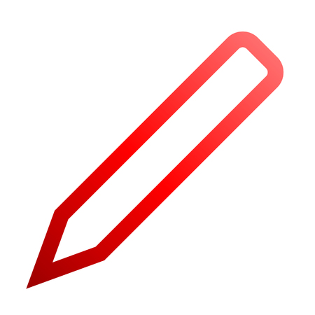 Pencil symbol icon - red gradient outline, isolated - vector illustrationのイラスト素材