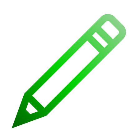 Pencil symbol icon - green gradient outline, isolated - vector illustrationのイラスト素材