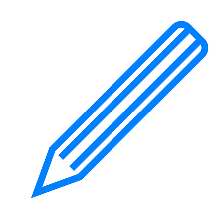 Pencil symbol icon - blue simple outline, isolated - vector illustrationのイラスト素材