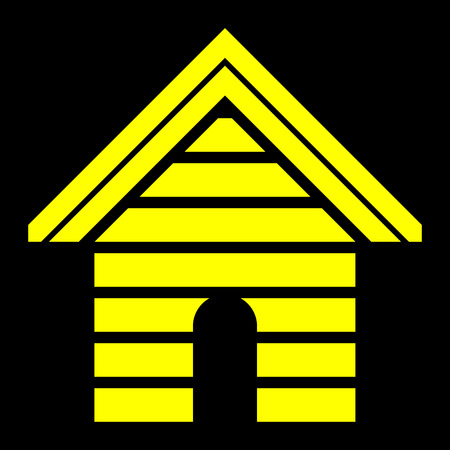 Home symbol icon - yellow striped, isolated - vector illustrationのイラスト素材