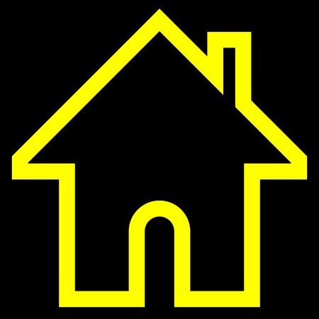 Home symbol icon - yellow simple outline, isolated - vector illustrationのイラスト素材