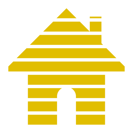 Home symbol icon - golden striped, isolated - vector illustrationのイラスト素材