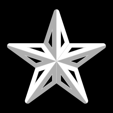 Star symbol icon - white simple 3d, 5 pointed rounded, isolated - vector illustrationのイラスト素材