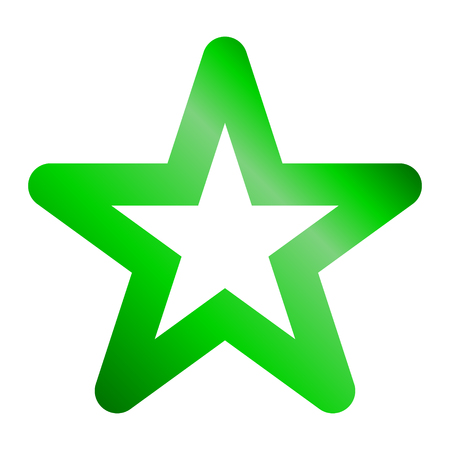 Star symbol icon - green hollow gradient, 5 pointed rounded, isolated - vector illustrationのイラスト素材