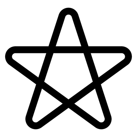 Star symbol icon - black simple outline, 5 pointed rounded, isolated - vector illustrationのイラスト素材