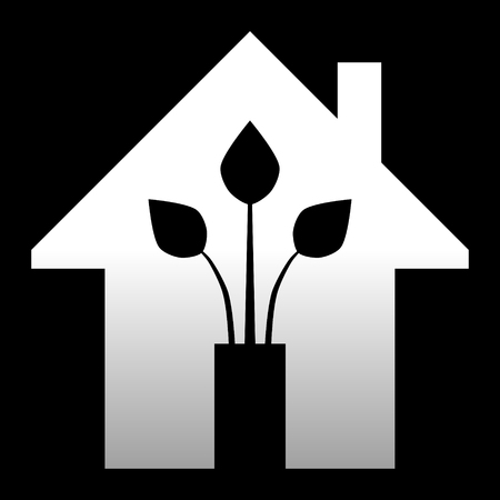 Eco house - green home icon - white gradient, isolated - vector illustrationのイラスト素材