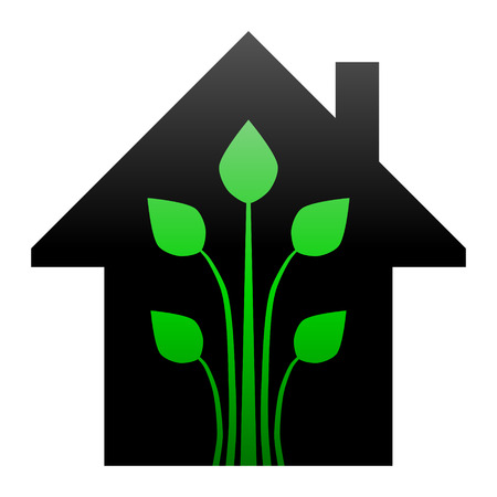 Eco house - green home icon - black and green gradient, isolated - vector illustrationのイラスト素材